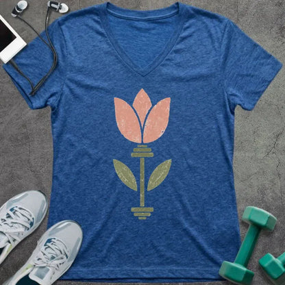 T-Shirt Heather True Royal / S Tulip Barbell V-Neck