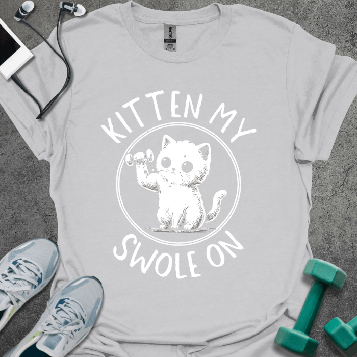 T-Shirt Ice Grey / S Kitten My Swole On T-Shirt