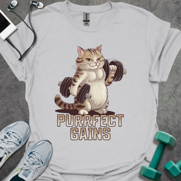 T-Shirt Ice Grey / S Purrfect Gains T-Shirt