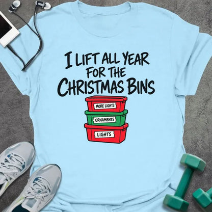 T-Shirt Light Blue / M Christmas Bins T-Shirt