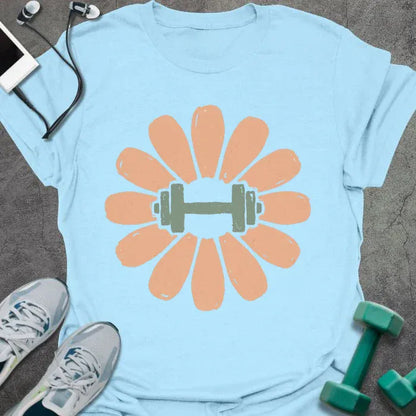T-Shirt Light Blue / S Dumbbell Flower T-Shirt
