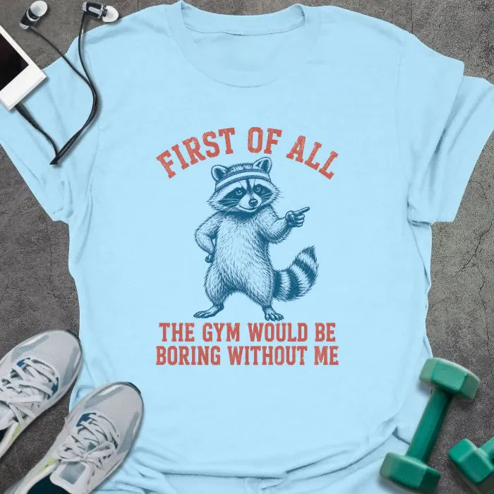 T-Shirt Light Blue / S Gym Raccoon T-Shirt