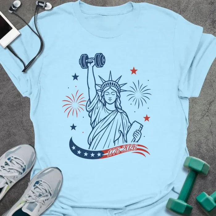 T-Shirt Light Blue / S Liberty Dumbbell T-Shirt