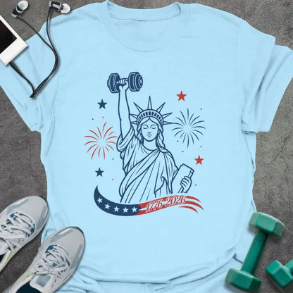 T-Shirt Light Blue / S Liberty Dumbbell T-Shirt