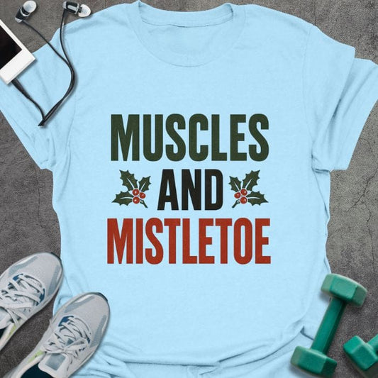 T-Shirt Light Blue / S Muscle & Mistletoe T-Shirt