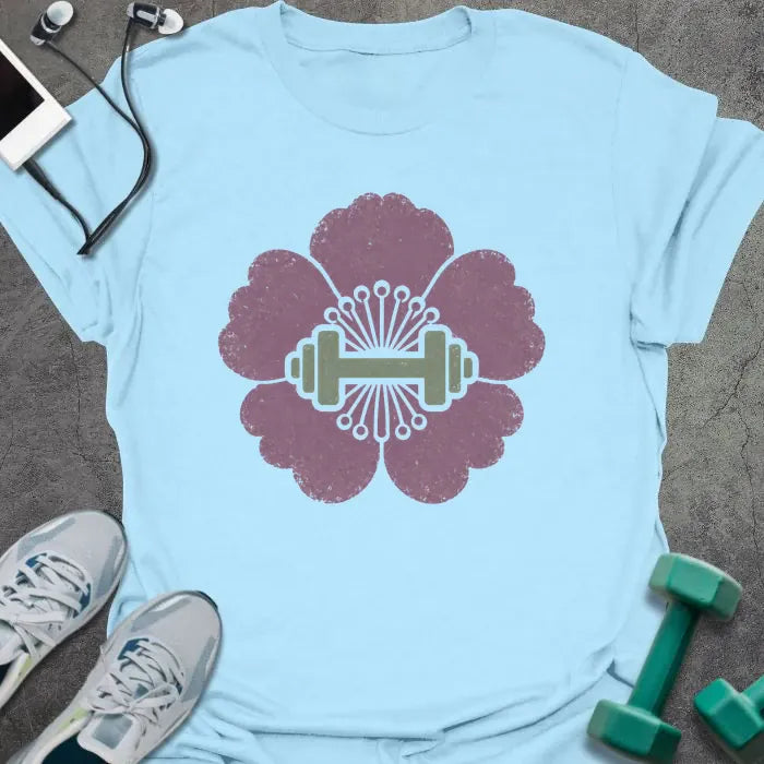 T-Shirt Light Blue / S Peony Dumbbell T-Shirt