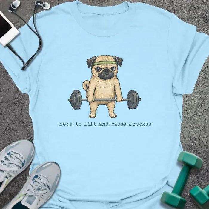 T-Shirt Light Blue / S Pug Deadlift T-Shirt