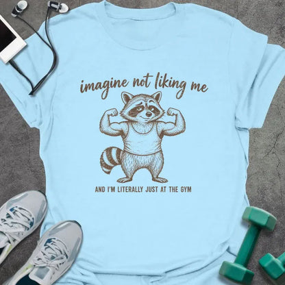 T-Shirt Light Blue / S Raccoon Flexing T-Shirt