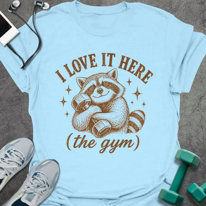 T-Shirt Light Blue / S Raccoon Loves T-Shirt