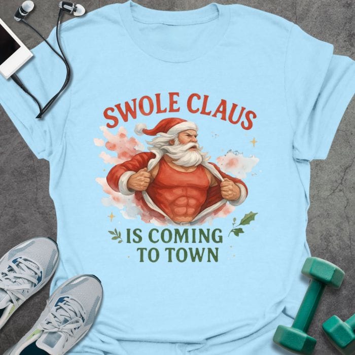 T-Shirt Light Blue / S Swole Claus T-Shirt