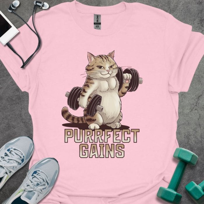 T-Shirt Light Pink / S Purrfect Gains T-Shirt