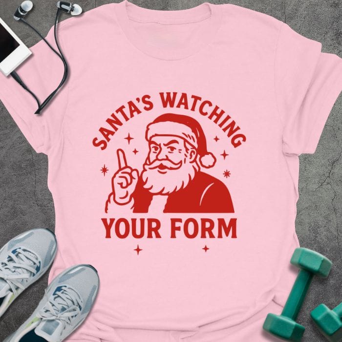 T-Shirt Light Pink / S Santa's Watching T-Shirt