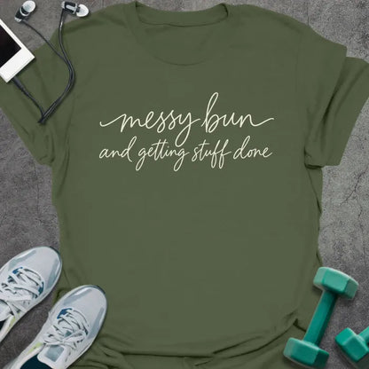 T-Shirt Military Green / M Messy Bun T-Shirt
