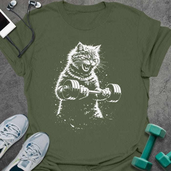 T-Shirt Military Green / S Cat Curl T-Shirt
