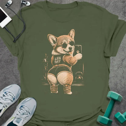T-Shirt Military Green / S Corgi Selfies T-Shirt