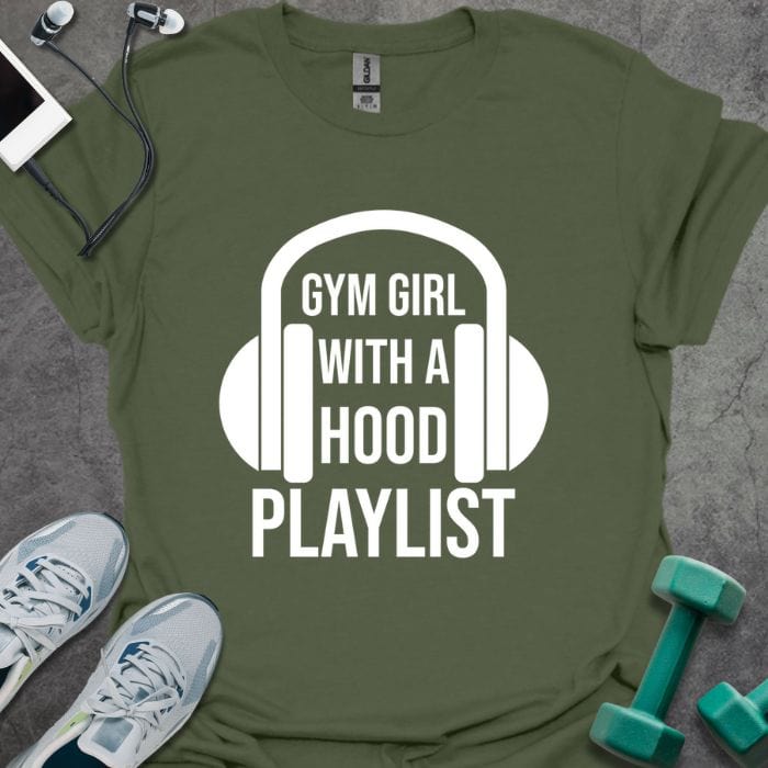 T-Shirt Military Green / S Gym Girl Playlist T-Shirt