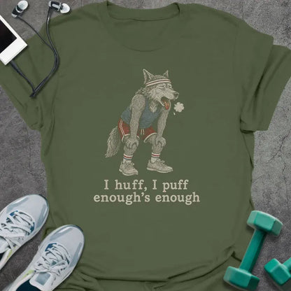 T-Shirt Military Green / S Huffing Wolf T-Shirt