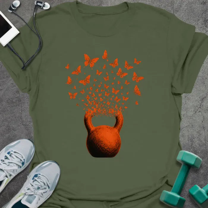 T-Shirt Military Green / S Kettlebell Butterflies T-Shirt