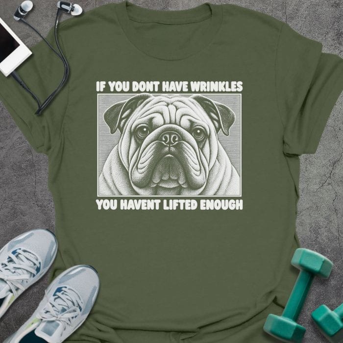 T-Shirt Military Green / S Pug Wrinkles T-Shirt