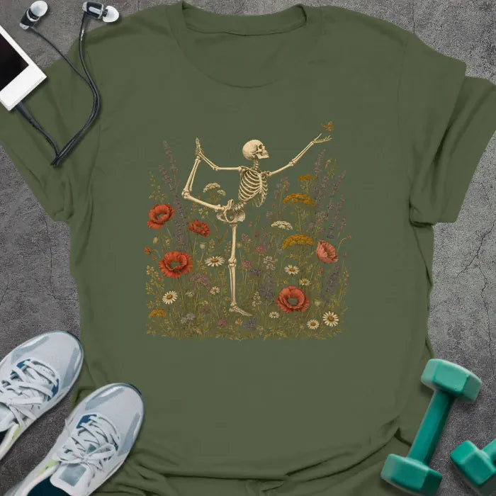 T-Shirt Military Green / S Skeleton Yoga T-Shirt