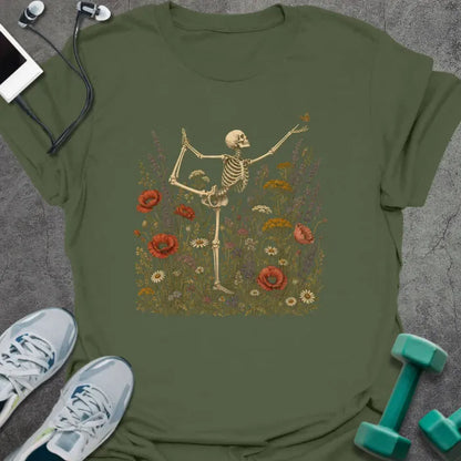 T-Shirt Military Green / S Skeleton Yoga T-Shirt