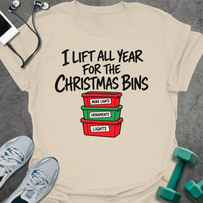 T-Shirt Natural / M Christmas Bins T-Shirt