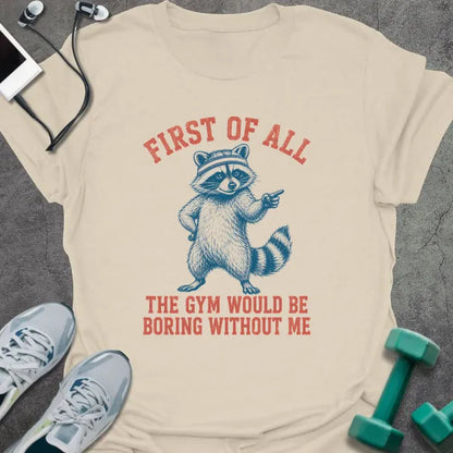 T-Shirt Natural / S Gym Raccoon T-Shirt