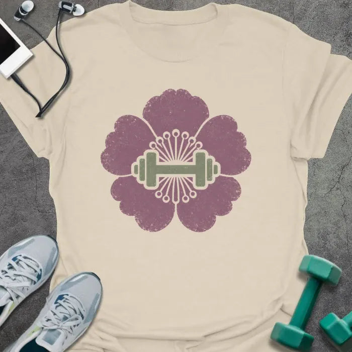 T-Shirt Natural / S Peony Dumbbell T-Shirt