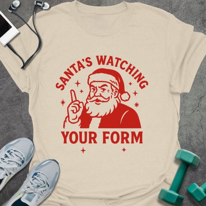 T-Shirt Natural / S Santa's Watching T-Shirt