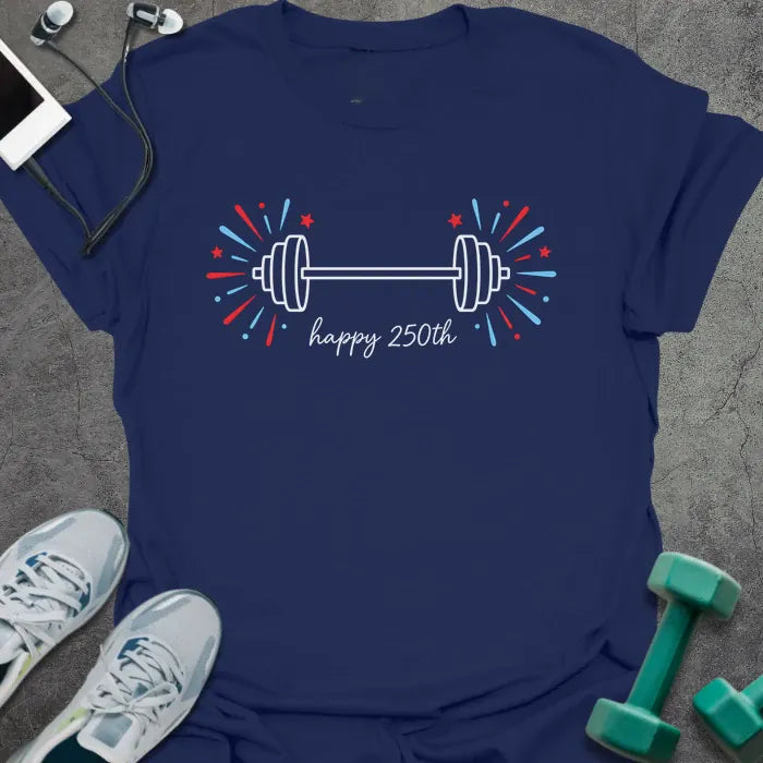 T-Shirt Navy / XS Barbell Fireworks T-Shirt