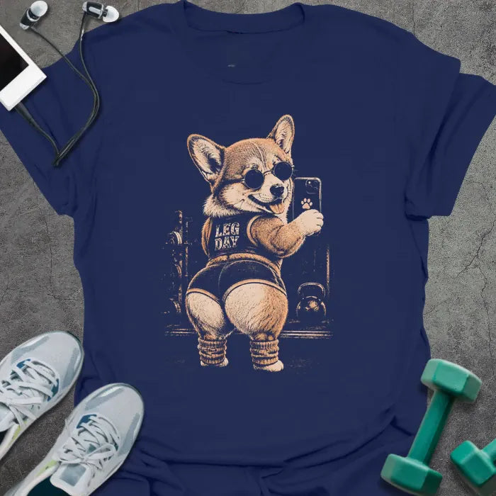 T-Shirt Navy / XS Corgi Selfies T-Shirt