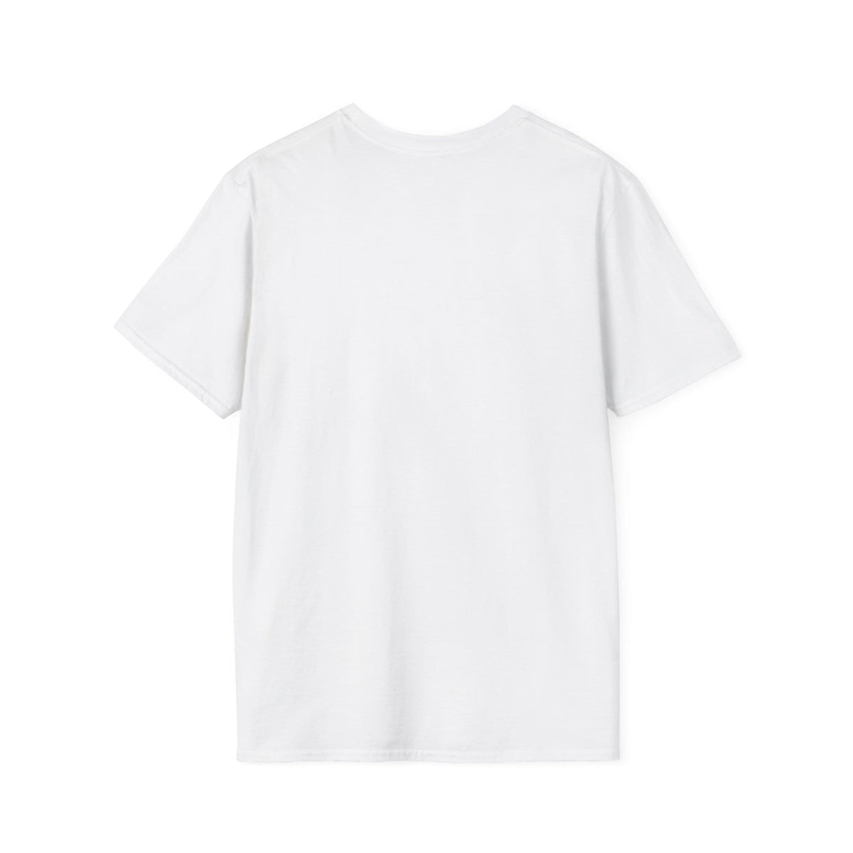 Back view of the white t-shirt, plain with no print