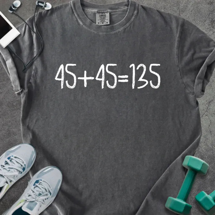 Pepper t-shirt printed with "45+45 135"