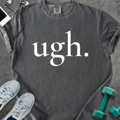 Pepper t-shirt printed with "ugh." in white
