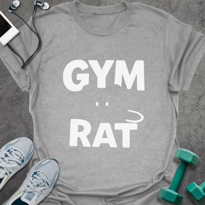Sport grey t-shirt printed with "Gym Rat"