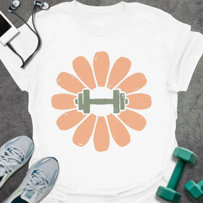 T-Shirt White / S Dumbbell Flower T-Shirt