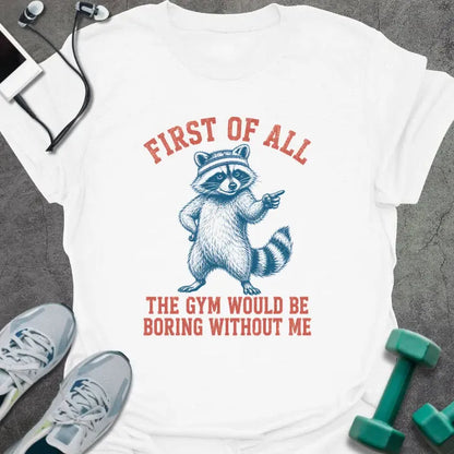 T-Shirt White / S Gym Raccoon T-Shirt