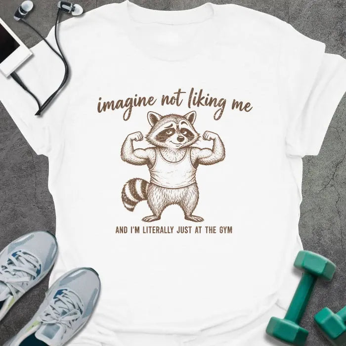 T-Shirt White / S Raccoon Flexing T-Shirt