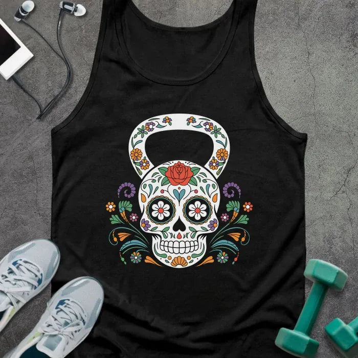 Tank Top Black / XS Floral Kettlebell Tank
