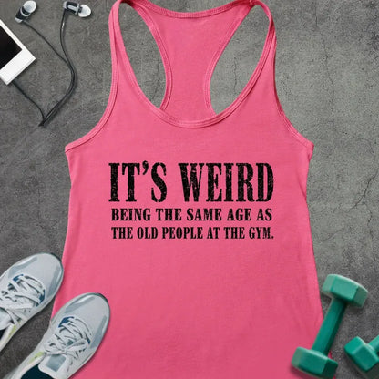 Tank Top Solid Hot Pink / XS It's Weird Racer Tank