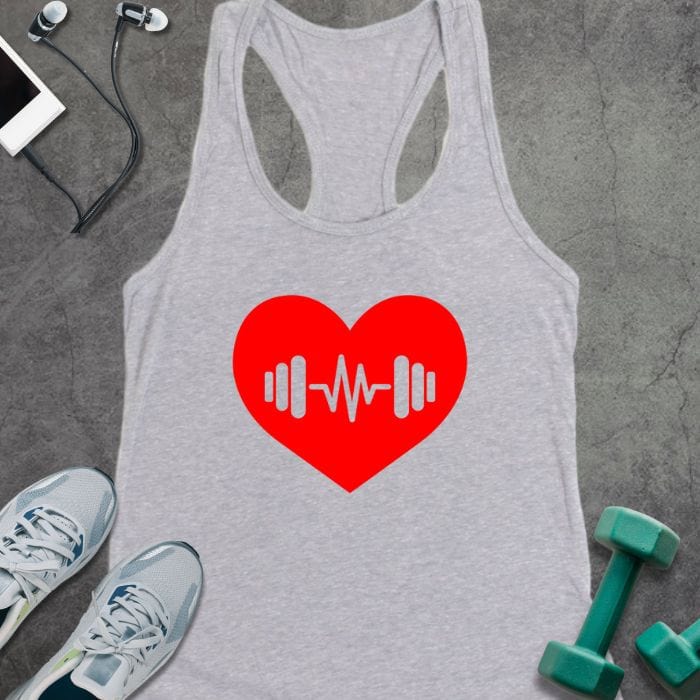 Tank Top XS / Heather Grey Barbell Heart Tank