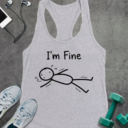 Tank Top XS / Heather Grey I'm Fine Racerback Tank