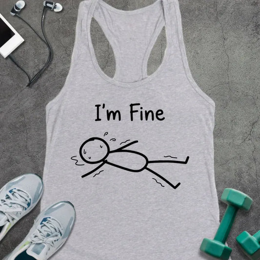 Tank Top XS / Heather Grey I'm Fine Racerback Tank