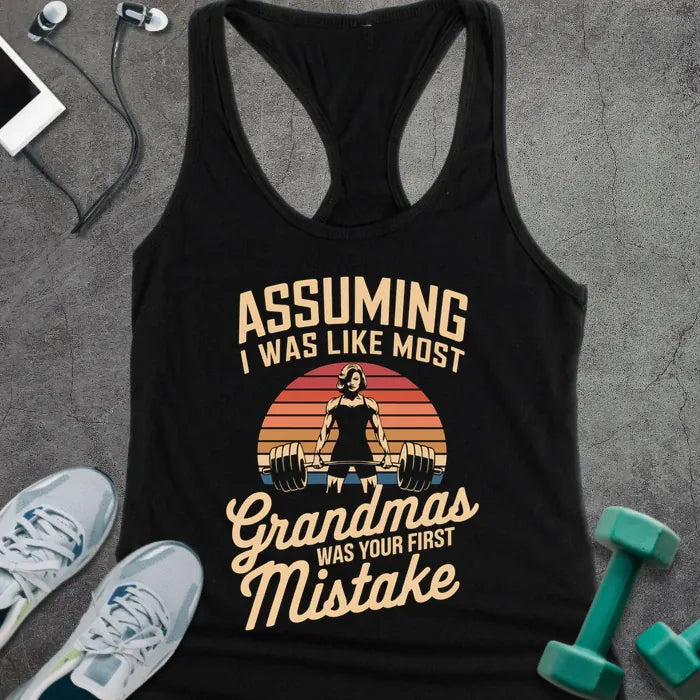 Tank Top XS / Solid Black Average Grandma Racer Tank
