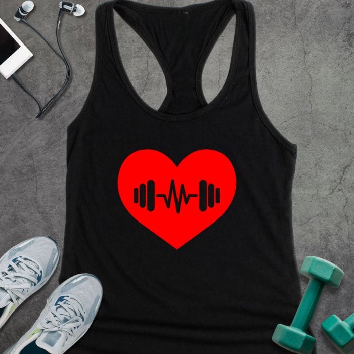 Tank Top XS / Solid Black Barbell Heart Tank