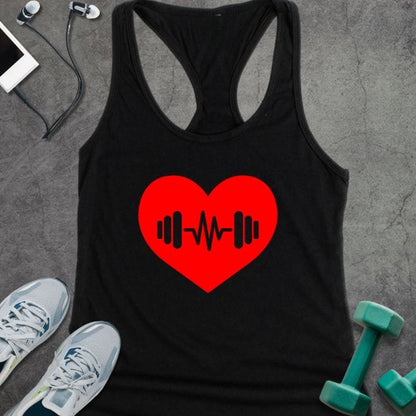 Tank Top XS / Solid Black Barbell Heart Tank