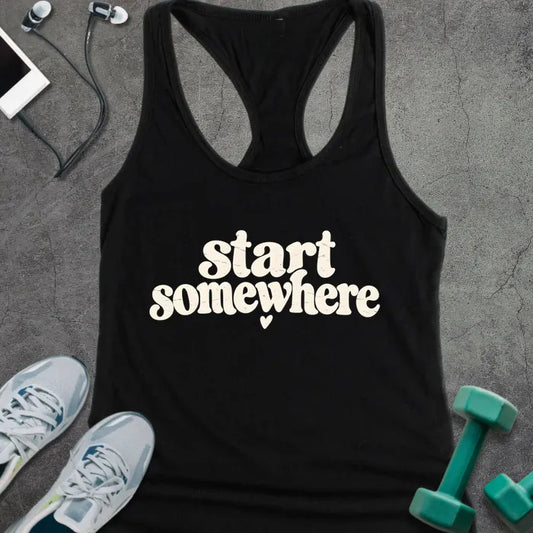 Tank Top XS / Solid Black Start Somewhere Racer Tank