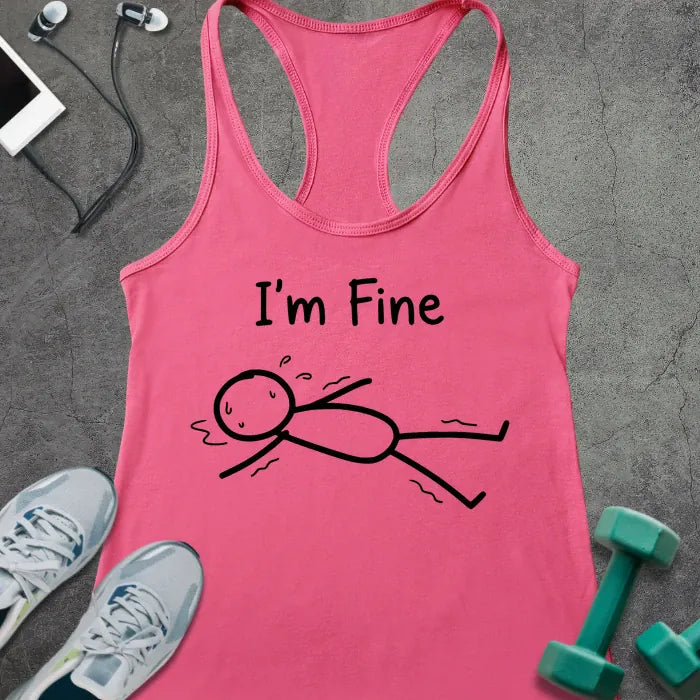 Tank Top XS / Solid Hot Pink I'm Fine Racerback Tank