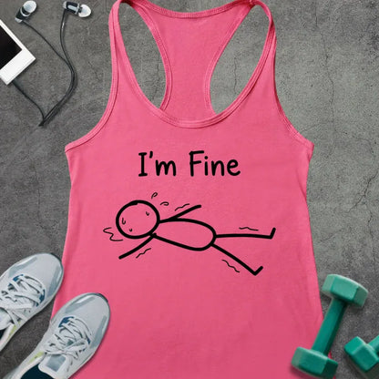 Tank Top XS / Solid Hot Pink I'm Fine Racerback Tank