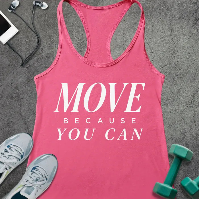 Tank Top XS / Solid Hot Pink Move Freely Racer Tank